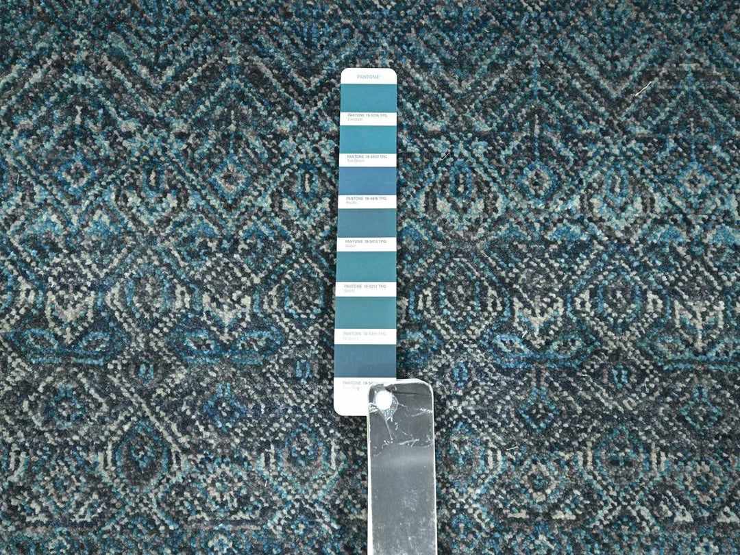2'6" x 7'7" New Hand Knotted Blue Wool Runner Oriental Rug - MOA10276394