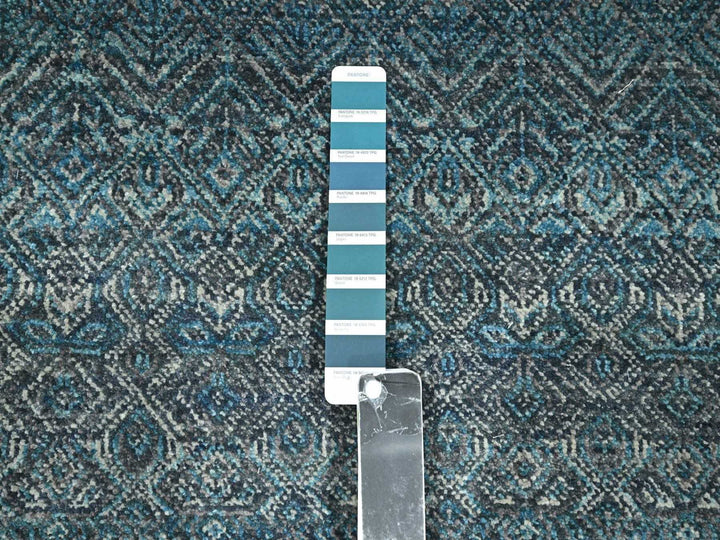 2'6" x 7'7" New Hand Knotted Blue Wool Runner Oriental Rug - MOA10276394