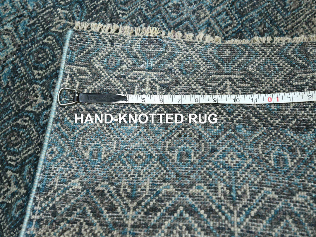 2'6" x 7'7" New Hand Knotted Blue Wool Runner Oriental Rug - MOA10276394
