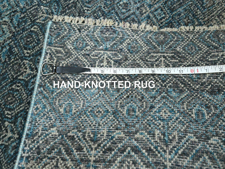 2'6" x 7'7" New Hand Knotted Blue Wool Runner Oriental Rug - MOA10276394