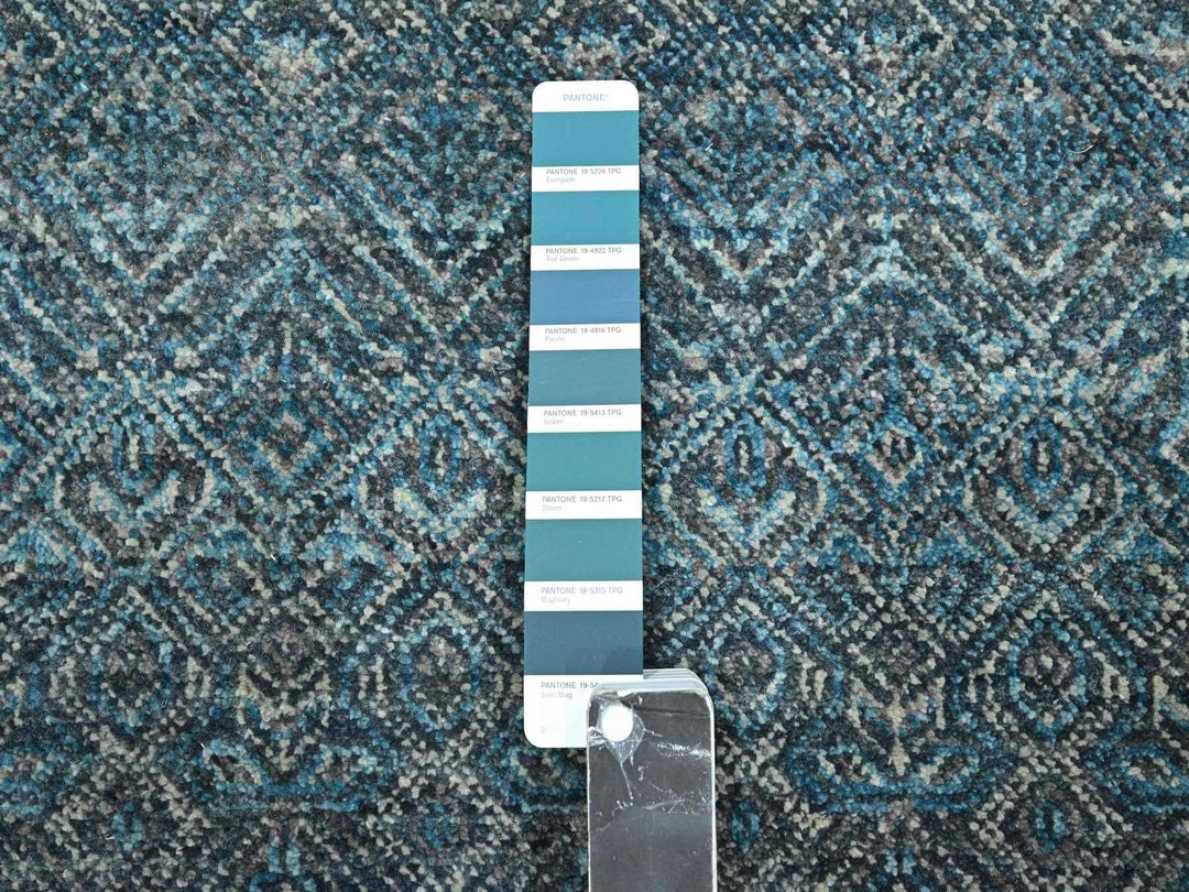 2'6" x 7'8" New Hand Knotted Blue Wool Runner Oriental Rug - MOA10276395