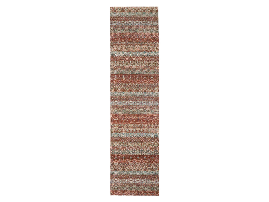 2'7" x 10'2" New Hand Knotted Red Wool Runner Oriental Rug - MOA10276396