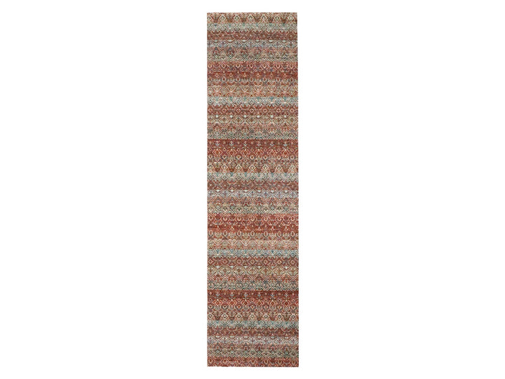 2'7" x 10'2" New Hand Knotted Red Wool Runner Oriental Rug - MOA10276396