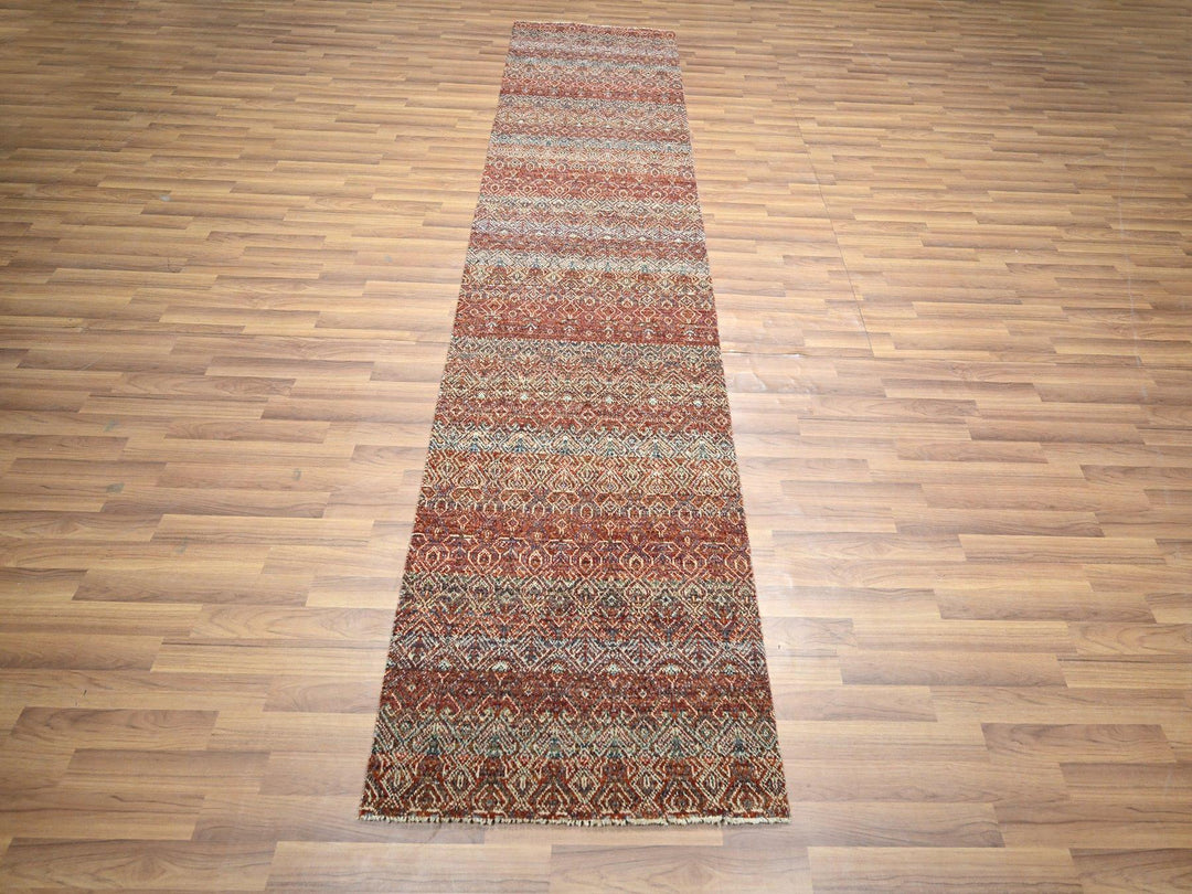 2'7" x 10'2" New Hand Knotted Red Wool Runner Oriental Rug - MOA10276396