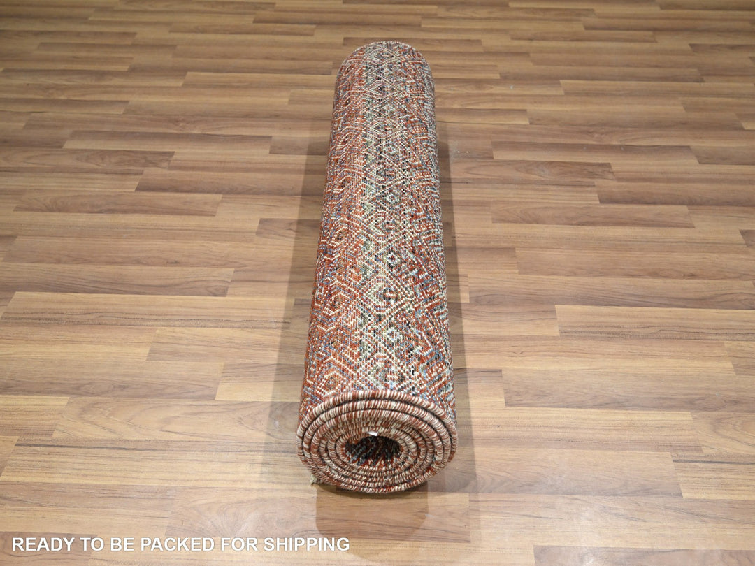 2'7" x 10'2" New Hand Knotted Red Wool Runner Oriental Rug - MOA10276396