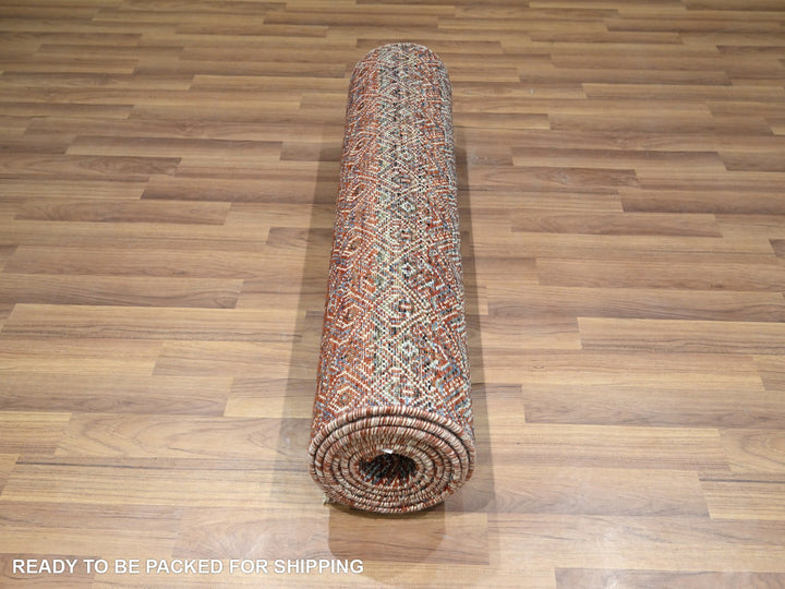 2'7" x 10'2" New Hand Knotted Red Wool Runner Oriental Rug - MOA10276396
