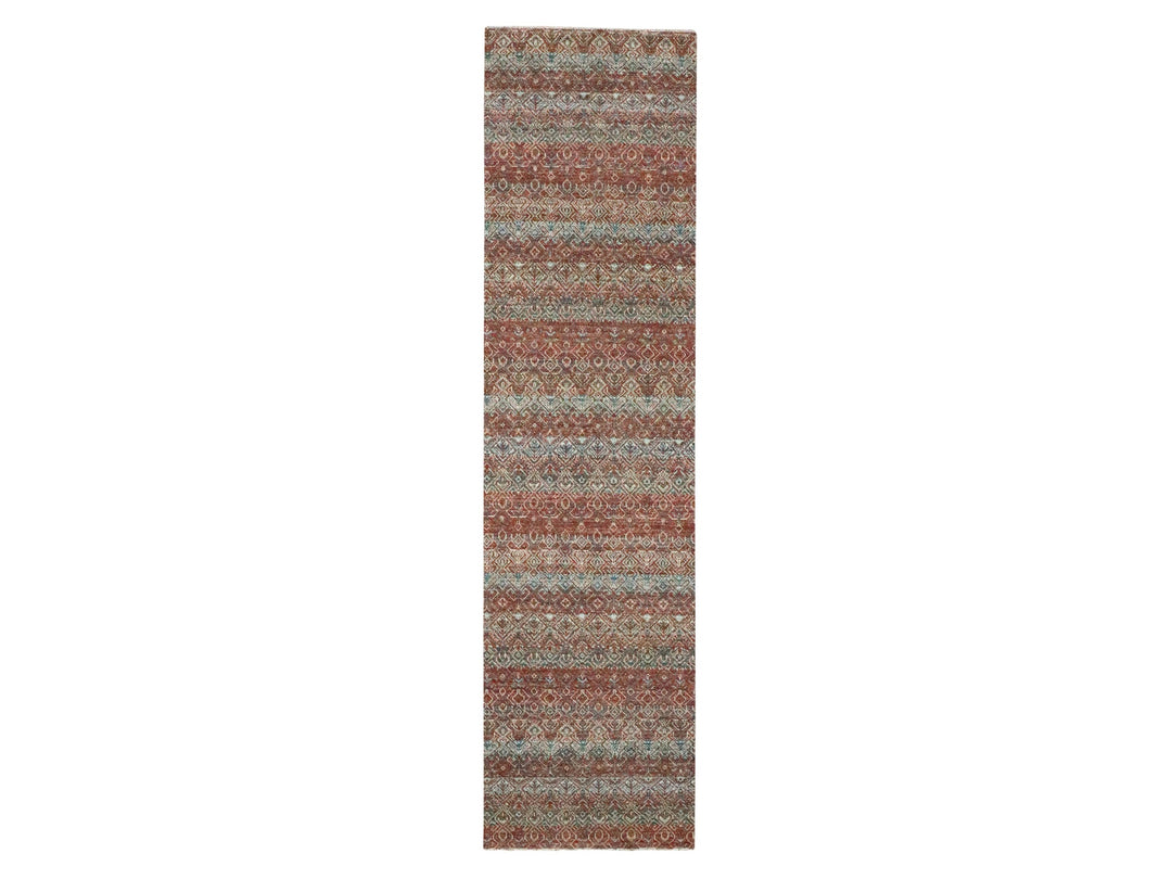 2'7" x 10'2" New Hand Knotted Red Wool Runner Oriental Rug - MOA10276397