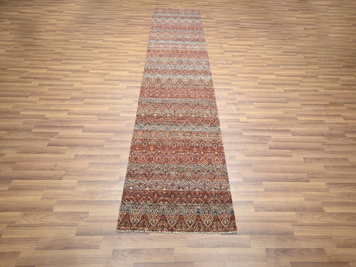 2'7" x 10'2" New Hand Knotted Red Wool Runner Oriental Rug - MOA10276397