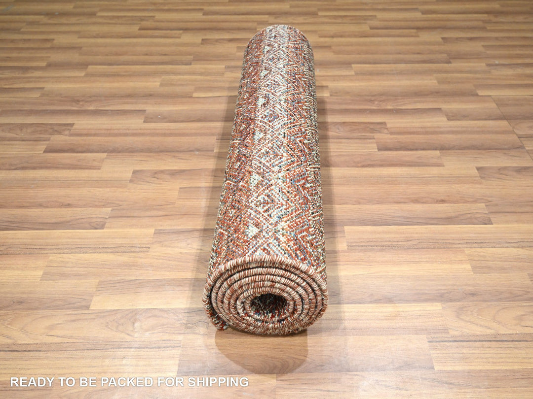 2'7" x 10'2" New Hand Knotted Red Wool Runner Oriental Rug - MOA10276397