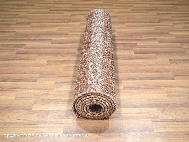 2'7" x 10'2" New Hand Knotted Red Wool Runner Oriental Rug - MOA10276397