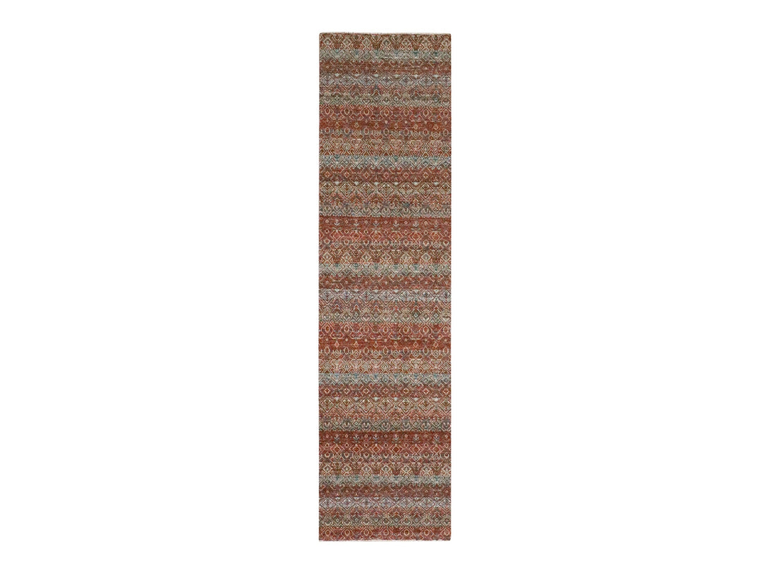 2'7" x 10'2" New Hand Knotted Red Wool Runner Oriental Rug - MOA10276398