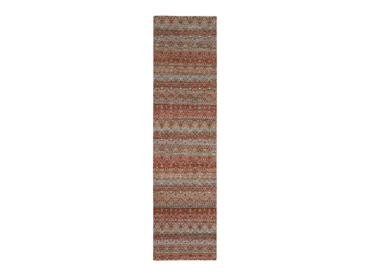 2'7" x 10'2" New Hand Knotted Red Wool Runner Oriental Rug - MOA10276398