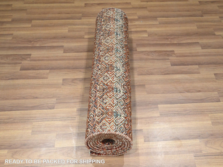 2'7" x 10'2" New Hand Knotted Red Wool Runner Oriental Rug - MOA10276398