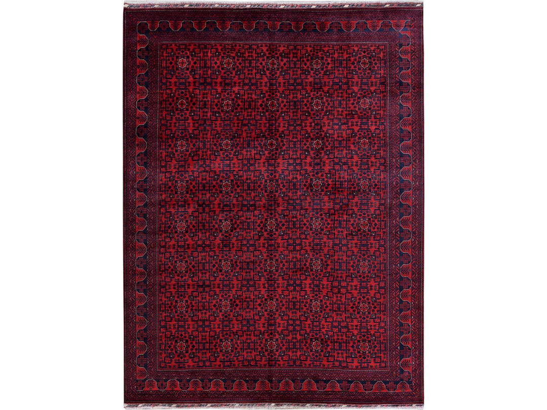 9'9" x 13'3" New Hand Knotted Red Wool Rectangle Oriental Rug - MOA102763