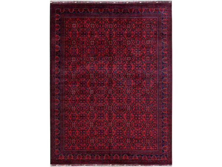 9'9" x 13'3" New Hand Knotted Red Wool Rectangle Oriental Rug - MOA102763