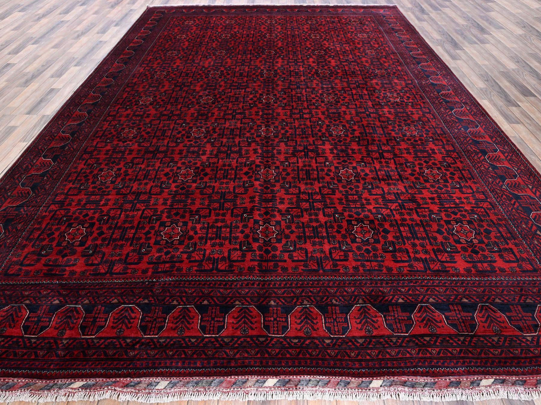 9'9" x 13'3" New Hand Knotted Red Wool Rectangle Oriental Rug - MOA102763