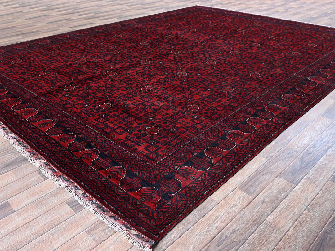 9'9" x 13'3" New Hand Knotted Red Wool Rectangle Oriental Rug - MOA102763
