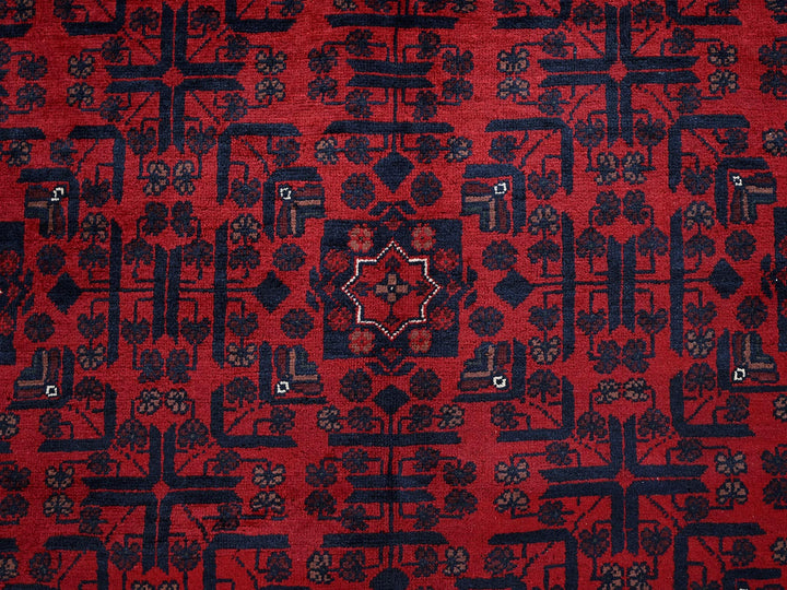 9'9" x 13'3" New Hand Knotted Red Wool Rectangle Oriental Rug - MOA102763