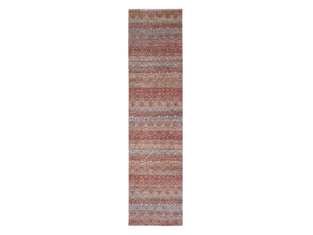2'6" x 10'2" New Hand Knotted Red Wool Runner Oriental Rug - MOA10276400