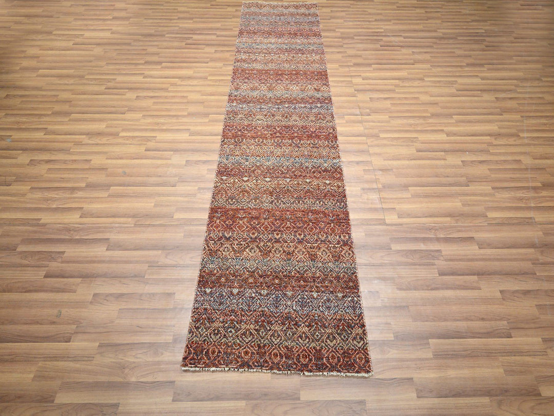 2'6" x 10'2" New Hand Knotted Red Wool Runner Oriental Rug - MOA10276400