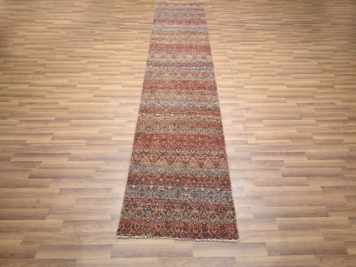 2'6" x 10'2" New Hand Knotted Red Wool Runner Oriental Rug - MOA10276400
