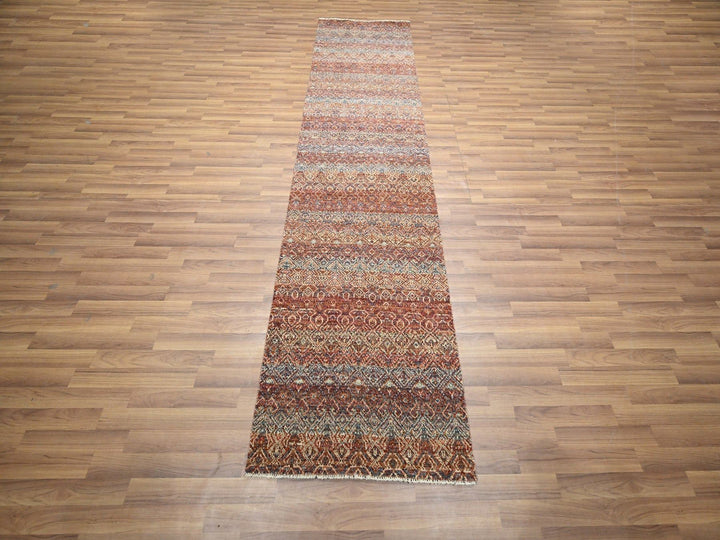 2'7" x 9'11" New Hand Knotted Red Wool Runner Oriental Rug - MOA10276405