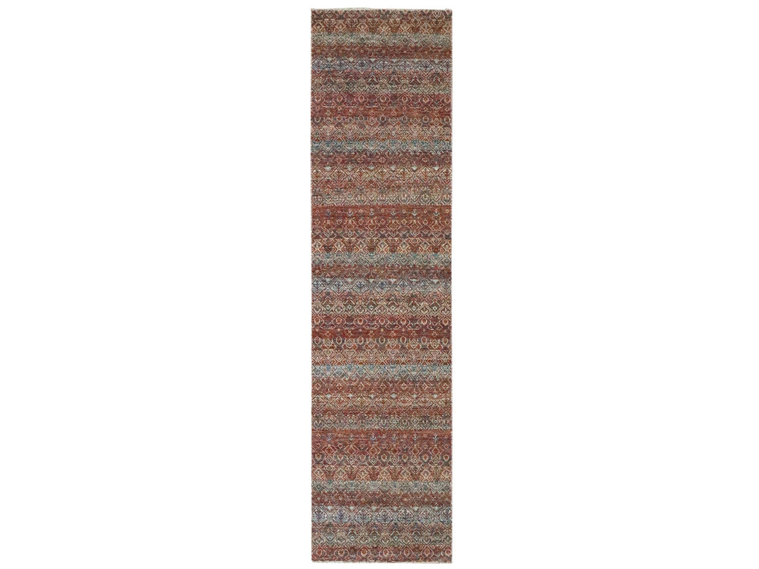 2'6" x 10'2" New Hand Knotted Red Wool Runner Oriental Rug - MOA10276406