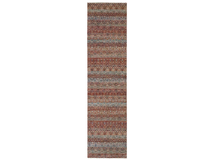2'6" x 10'2" New Hand Knotted Red Wool Runner Oriental Rug - MOA10276406