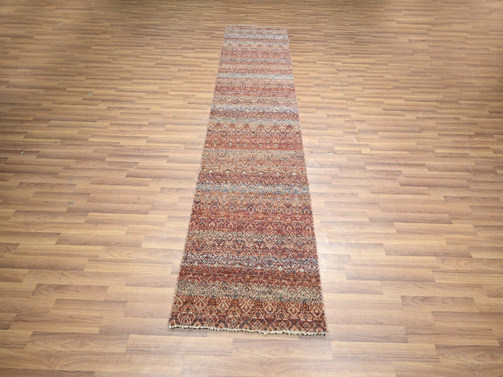 2'6" x 10'2" New Hand Knotted Red Wool Runner Oriental Rug - MOA10276406