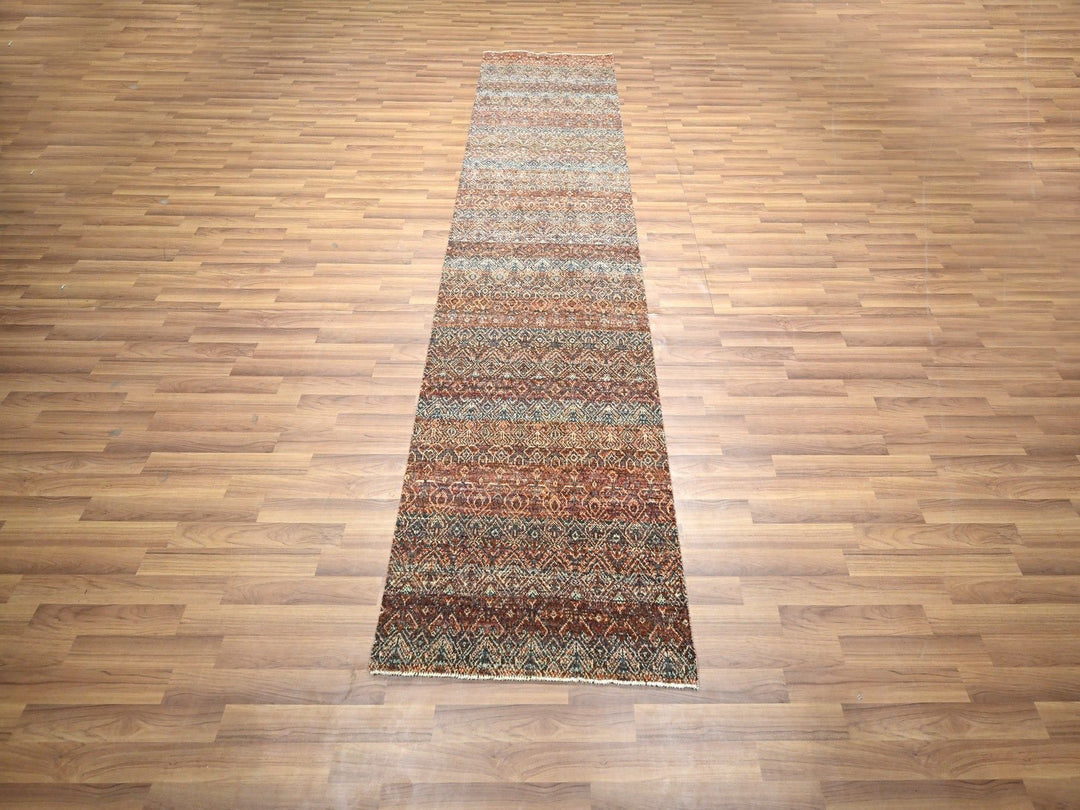 2'7" x 10'0" New Hand Knotted Red Wool Runner Oriental Rug - MOA10276408