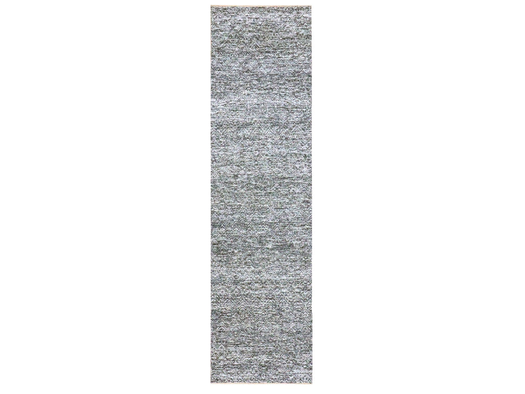 2'7" x 9'10" New Hand Knotted Grey Wool Runner Oriental Rug - MOA10276411