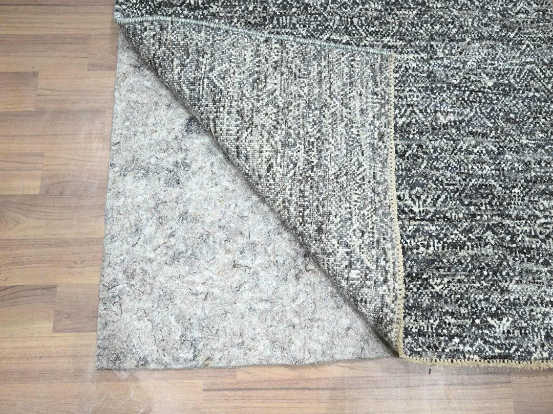 2'7" x 9'10" New Hand Knotted Grey Wool Runner Oriental Rug - MOA10276411