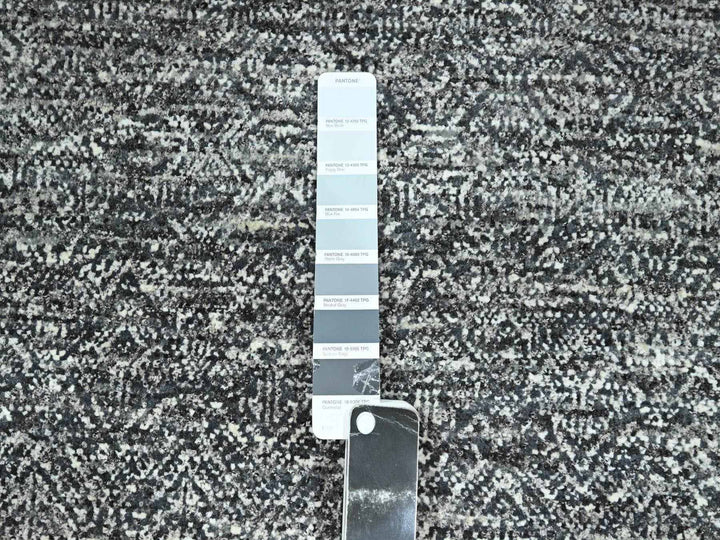 2'7" x 9'10" New Hand Knotted Grey Wool Runner Oriental Rug - MOA10276411