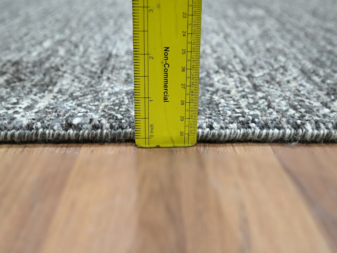 2'7" x 9'10" New Hand Knotted Grey Wool Runner Oriental Rug - MOA10276411