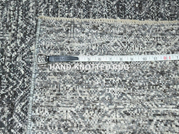 2'7" x 9'10" New Hand Knotted Grey Wool Runner Oriental Rug - MOA10276411