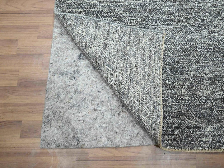 2'7" x 9'10" New Hand Knotted Grey Wool Runner Oriental Rug - MOA10276412