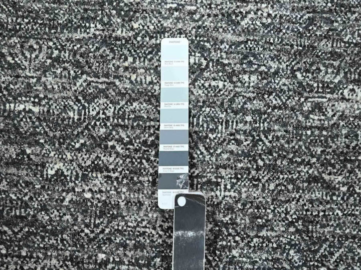 2'7" x 9'10" New Hand Knotted Grey Wool Runner Oriental Rug - MOA10276412