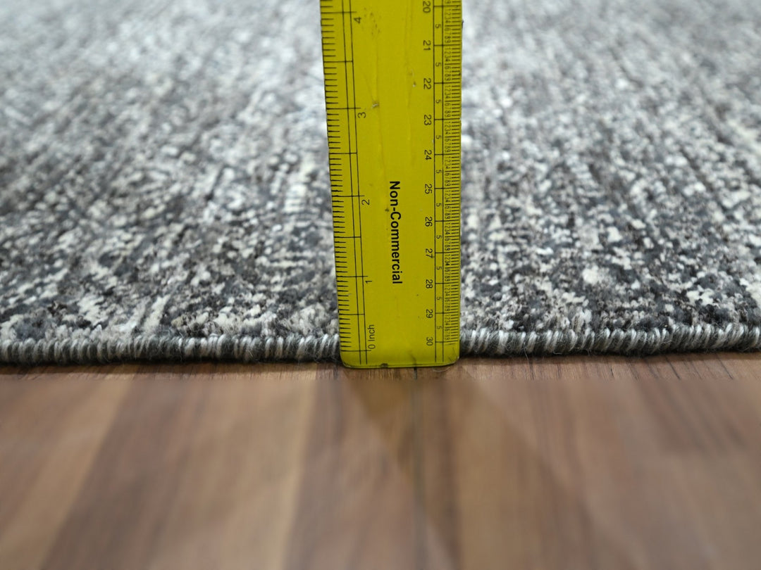 2'7" x 9'10" New Hand Knotted Grey Wool Runner Oriental Rug - MOA10276412