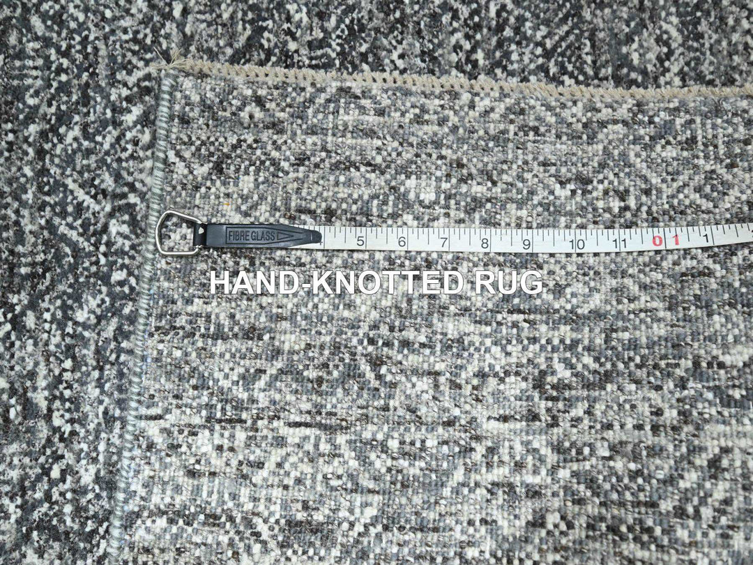 2'7" x 9'10" New Hand Knotted Grey Wool Runner Oriental Rug - MOA10276412