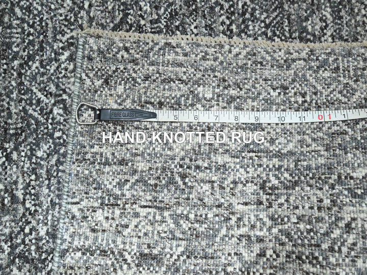 2'7" x 9'10" New Hand Knotted Grey Wool Runner Oriental Rug - MOA10276412