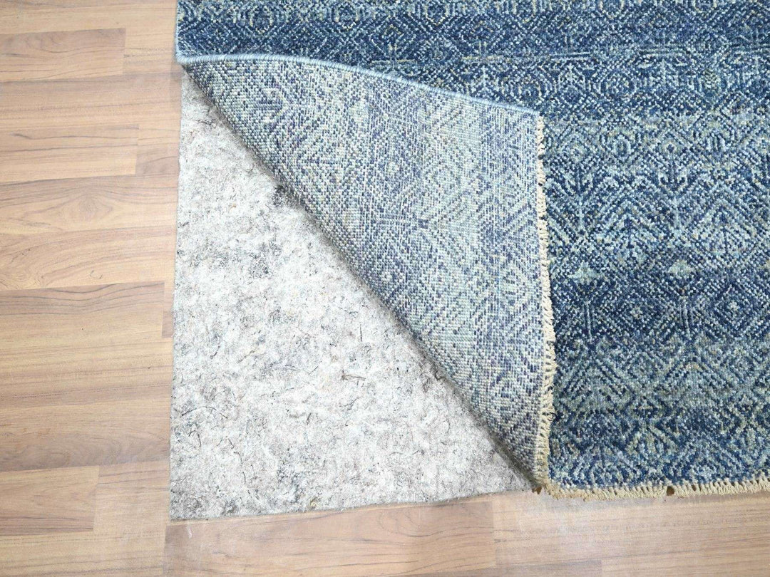 2'7" x 10'2" New Hand Knotted Blue Wool Runner Oriental Rug - MOA10276413