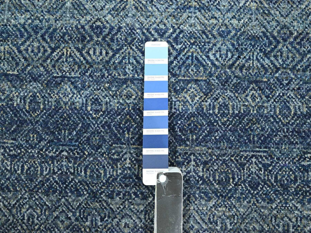 2'7" x 10'2" New Hand Knotted Blue Wool Runner Oriental Rug - MOA10276413