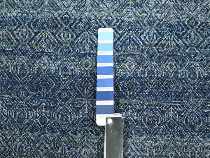 2'7" x 10'2" New Hand Knotted Blue Wool Runner Oriental Rug - MOA10276413