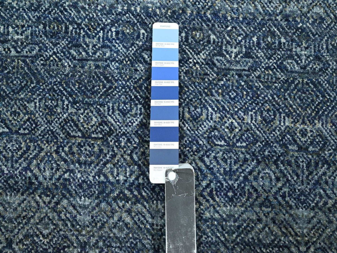 2'7" x 10'2" New Hand Knotted Blue Wool Runner Oriental Rug - MOA10276415