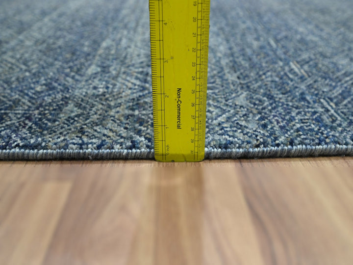2'7" x 10'2" New Hand Knotted Blue Wool Runner Oriental Rug - MOA10276415