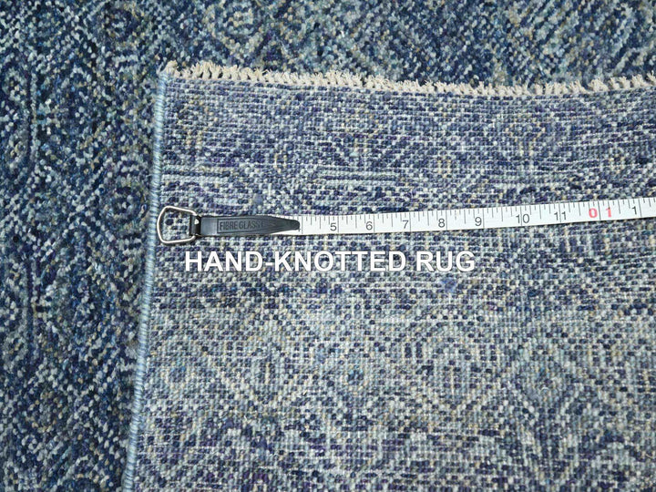 2'7" x 10'2" New Hand Knotted Blue Wool Runner Oriental Rug - MOA10276415