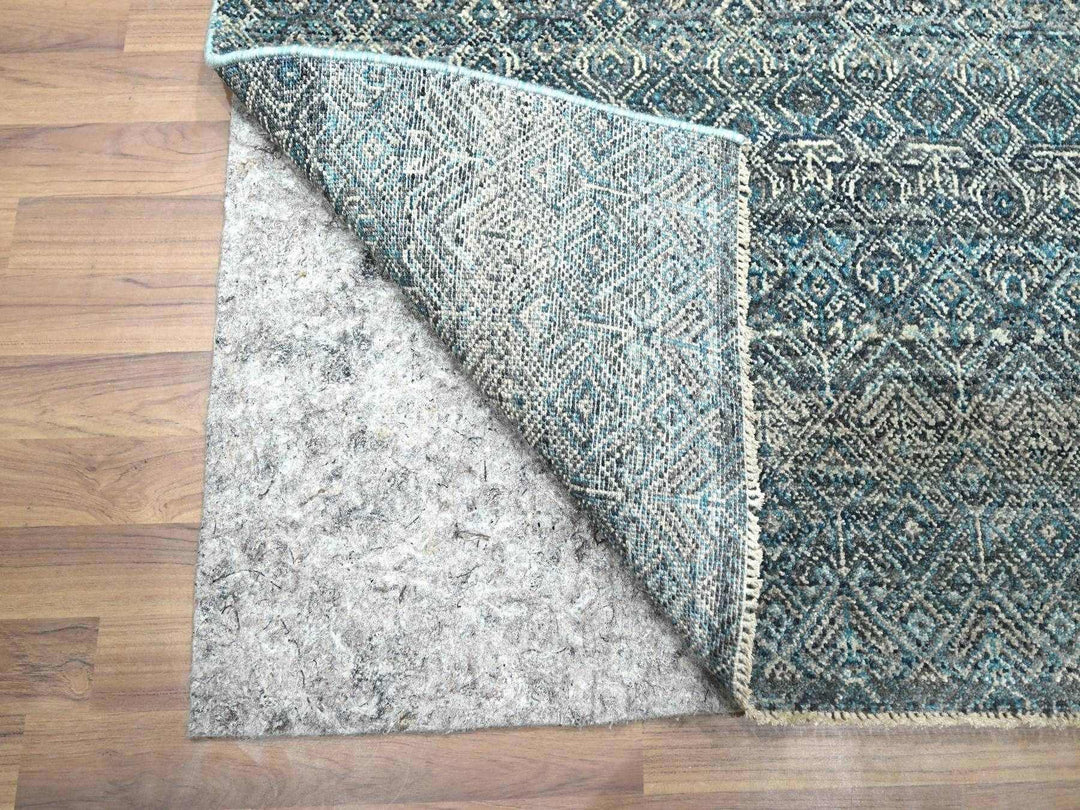 3'1" x 9'9" New Hand Knotted Blue Wool Runner Oriental Rug - MOA10276418