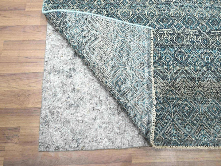 3'1" x 9'9" New Hand Knotted Blue Wool Runner Oriental Rug - MOA10276418