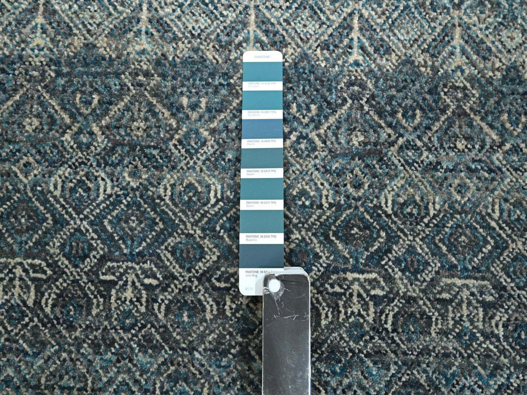 3'1" x 9'9" New Hand Knotted Blue Wool Runner Oriental Rug - MOA10276418