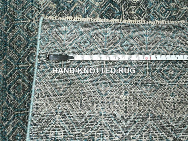 3'1" x 9'9" New Hand Knotted Blue Wool Runner Oriental Rug - MOA10276418